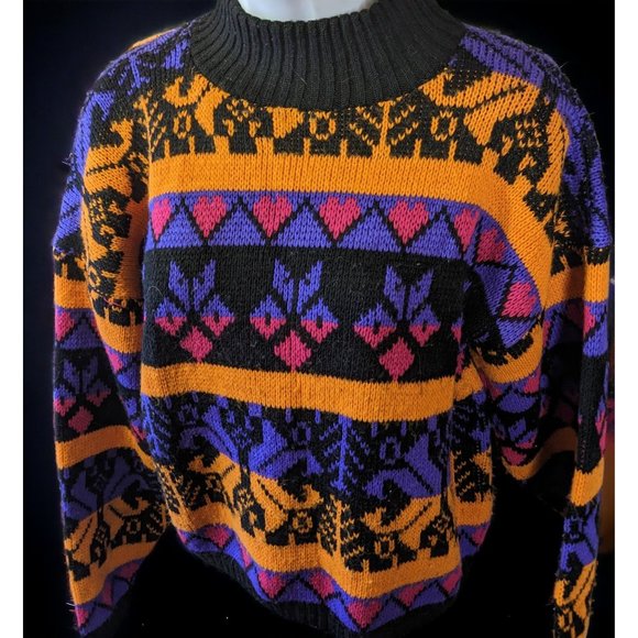 Croquet Club Sweaters - Vintage 80s Vibrant Sweater